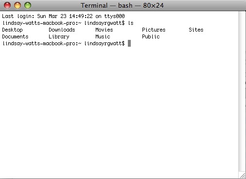 lindsayrgwatt directory from terminal